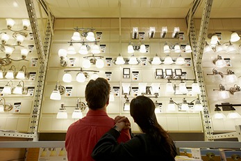 couple looking at lighting