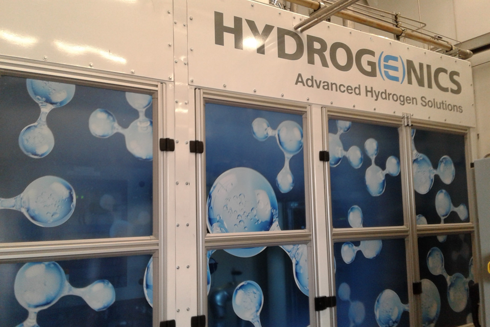 Hydrogenics electrolyser cabinet at Enbridge Markham Energy Storage facility